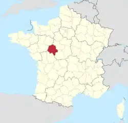 Lage des Departements Indre-et-Loire in Frankreich