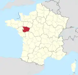 Lage des Departements Maine-et-Loire in Frankreich