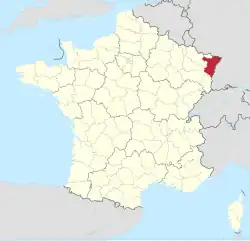 Lage des Departements Bas-Rhin in Frankreich