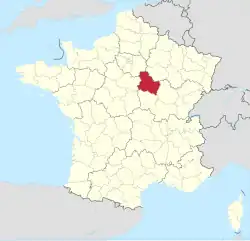 Lage des Departements Yonne in Frankreich