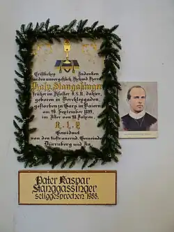 Gedenktafel in Kirche am Dürrnberg, Hallein