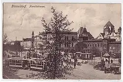Düsseldorf, Haroldstraße mit Synagoge (rechts) Postkarte von 1908.