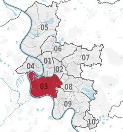 Lage des Stadtbezirks 3 in Düsseldorf