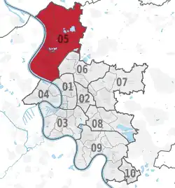 Lage des Stadtbezirks 5 in Düsseldorf