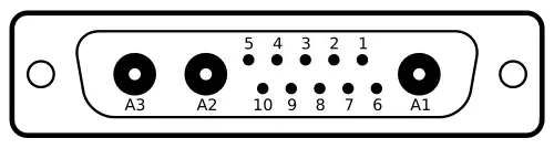 DB-13W3 a 13-pol Stift (männlich) + 3 Coaxial Buchse (weiblich)