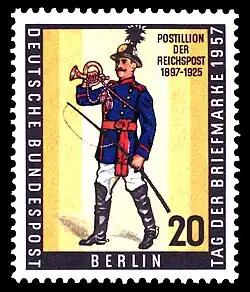 Berliner Briefmarke mit einem Postillon der Reichspost