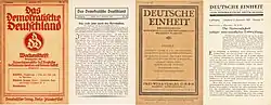 Das Bild zeigt einen Vergleich der Titel- und Innenseiten der Zeitschrift 1919 und 1923.