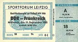 Eintrittskarte DDR – Frankreich 1985