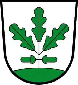 Wappen von Eichenau (Bayern) mit Eichenblättern und Eicheln