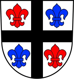 in Silber ein durchgehendes schwarzes Kreuz