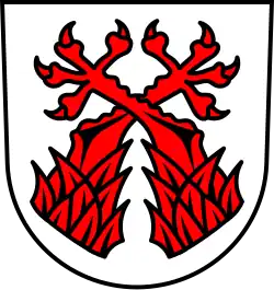 gekreuzte Adlerfänge im Wappen von Sontheim an der Brenz
