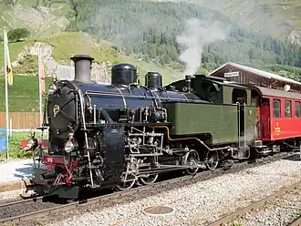 DFB 704 im Bahnhof Realp DFB (August 2021)