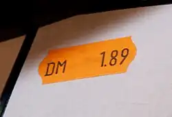 Selbstklebendes Preisschild in DM