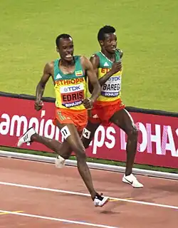 Muktar Edris und Selemon Bareg im Kampf um Gold kurz vor dem Ziel