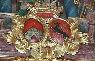 Doppelwappen Hundt–Sparneck am Altar in Püchersreuth