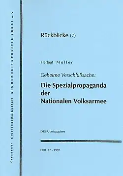 DSS-Arbeitspapiere, Spezialpropaganda, H. 38, 1997, Umschlag.