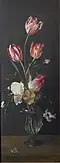 Glasvase mit Tulpen, Rosen und Anemone, Öl auf Holz, 75,0 × 27,5 cm, Abdij Onze-Lieve-Vrouw, Tongerlo (Westerlo)
