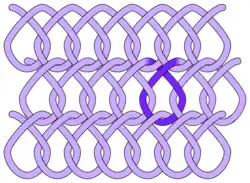 Nadelbindung (dänischer Stich, ein 2-Schlingen-Stich)