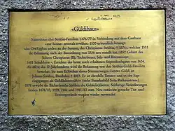 Heinrich Strübin (1450–1517) Das Güldihaus an der Rathausstrasse 35 in Liestal ist das Stammhaus der Familie Strübin. Die Fassadenmalerei stammt von Otto Plattner (1861–1951)