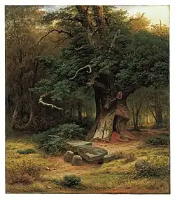 Fronleichnamprozession an der Wallfahrtskirche Heiligkreuz in Stromberg, 1840 und Das Hünengrab im Wald, 1841