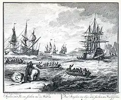 Das Segeln ins Eis und Suchen des Wallfisches