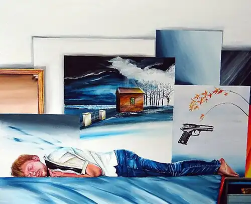 Das tschechowsche Gesetz (2021, Acryl, 120 × 160 cm)