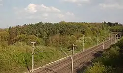 Hang um den Burgstall von der Bahnüberführung im Westen
