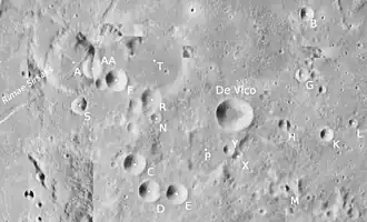 De Vico mit Nebenkratern (LROC-WAC)