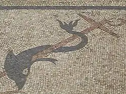 Mosaik: Delfin mit Anker