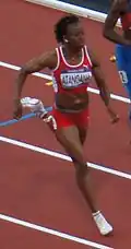 Delphine Atangana – ausgeschieden als Sechste in 11,56 s