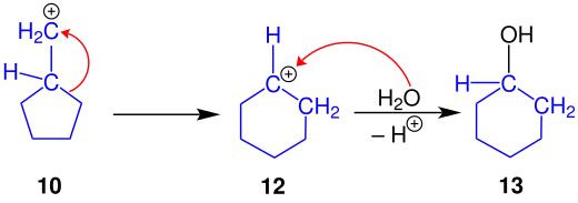 Reaktionsmechanismus der Ringvergrößerung der Demjanov-Umlagerung, b