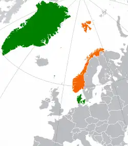 Lage von Dänemark und Norwegen