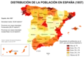 Bevölkerungsdichte in Spanien 1857