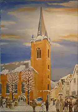 Kirchgang im Winter um 1940