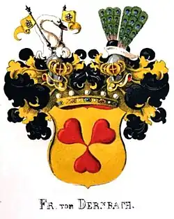 Wappenvariante der Freiherren von Dernbach im Württembergischen Wappenbuch von Leonhard Dorst