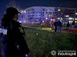 Ein Gebäude des angegriffenen Wohnviertels