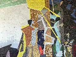 Detail 1, Wand Mosaik, Kennen und Erkennen, 1955–1960, Universität Basel, Schweiz. Von Coghuf, Ernst Stocker (1905–1976) Künstler