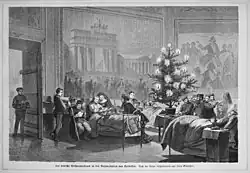 Das Gemälde ist im Hintergrund der Szenerie im Schloss Versailles zu sehen (Die Gartenlaube 1871, S. 109).