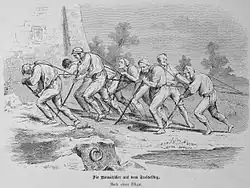 Bomätscher, sächsische Treideler an der Elbe (1882)