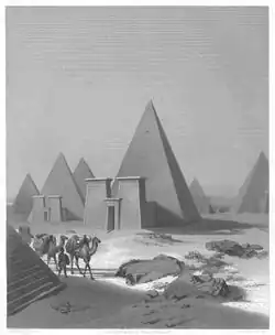 Impression der Pyramiden um 1850, nach den Berichten der Lepsius-Expedition