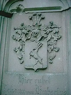 Detail mit Familien­wappen Hubertus