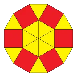 12 gleichseitige Dreiecke und 6 Quadrate