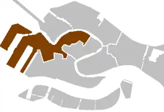 Lage von Santa Croce in der Altstadt von Venedig