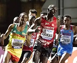 Hier unter anderem: Zersenay Tadese (rechts) – Rang sechs / Polat Kemboi Arıkan – Rennen nicht beendet / Mule Wasihun – Rennen nicht beendet