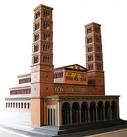 Modell des Entwurfs der zweitürmigen Basilika von Stüler, von 1843
