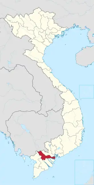 Karte von Vietnam mit der Provinz Tỉnh Đồng Tháp hervorgehoben