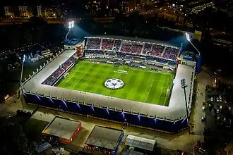 Luftaufnahme beim Play-off-Rückspiel der UEFA Champions League 2022/23 zwischen Viktoria Pilsen und Qarabağ Ağdam am 23. August 2022