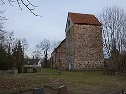 Westquerturm der Dorfkirche Kotzen im Havelland