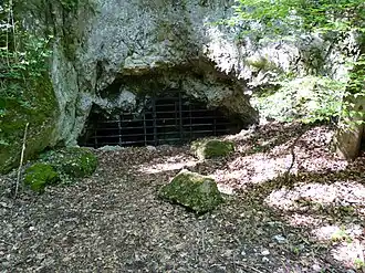 Natürlicher Eingang der Dreidärrischenhöhle (Mai 2014)