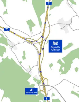 Übersichtskarte Autobahndreieck Bayreuth/Kulmbach